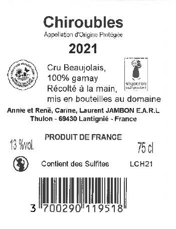 DOMAINE DE THULON ROUGE REGNIE CONTRE ETIQUETTE