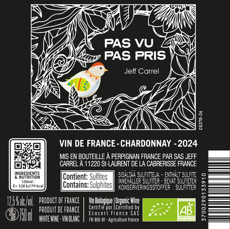 POINT DE VUE vin blanc by Jeff Carrel Etiquette