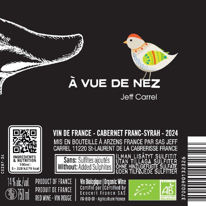 a vue de nez vin bio POINT DE VUE vin blanc by Jeff Carrel Etiquette