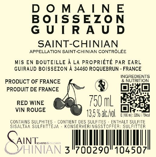 DOMAINE DE THULON ROUGE REGNIE CONTRE ETIQUETTE