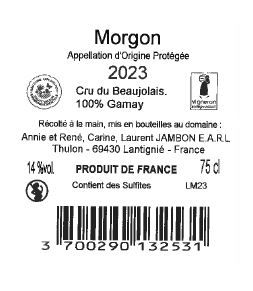 DOMAINE DE THULON ROUGE REGNIE CONTRE ETIQUETTE