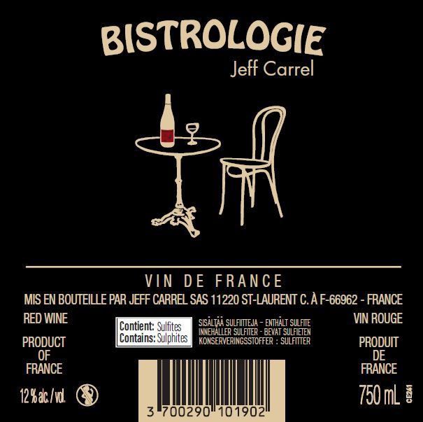 Bistrologie vin blanc by Jeff Carrel Etiquette