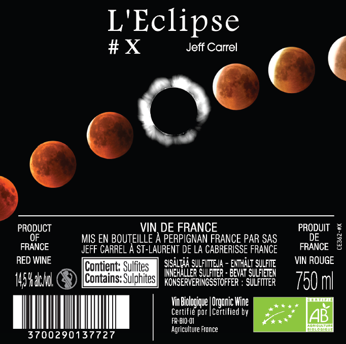 L'Eclipse vin Rouge by Jeff Carrel contre étiquette