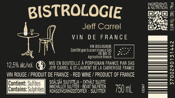 Bistrologie vin blanc by Jeff Carrel Etiquette