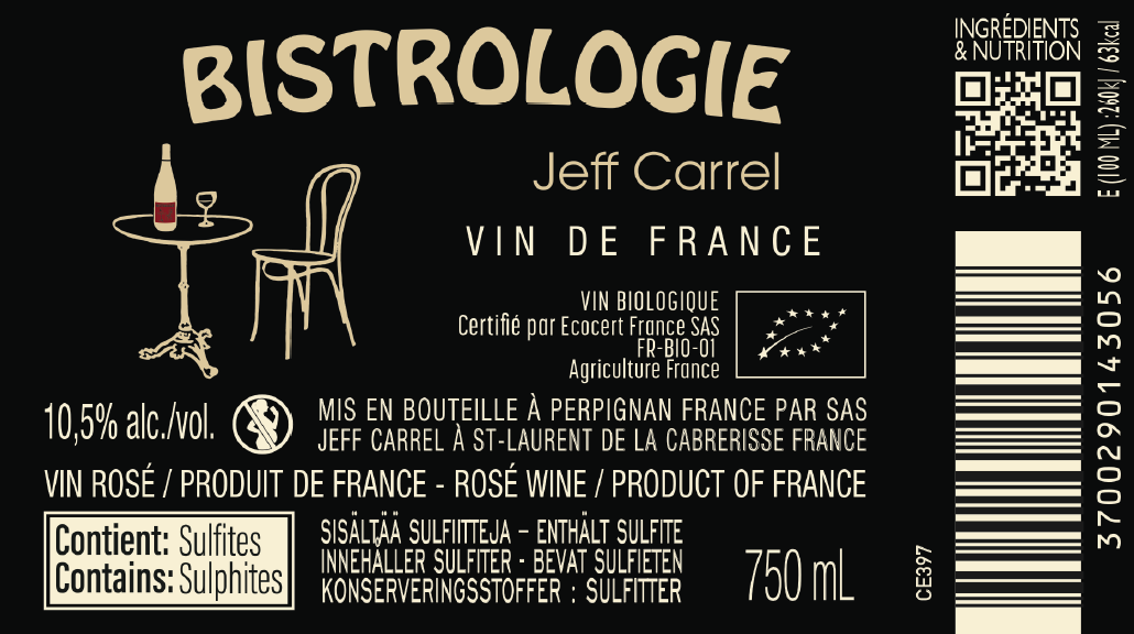 Bistrologie vin blanc by Jeff Carrel Etiquette