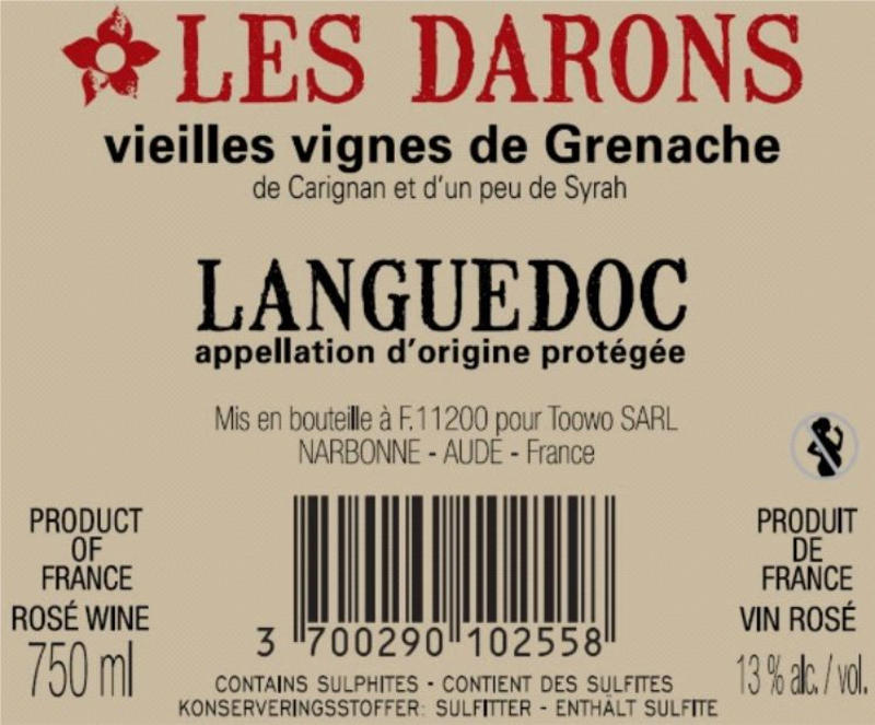 les darons vin ROSE by Jeff Carrel contre Etiquette