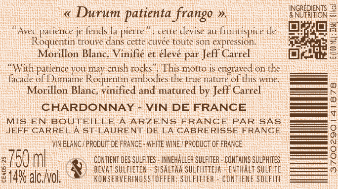 SAUVINGNON DE FRANCE BY JEFF CARREL CONTRE ETIQUETTE