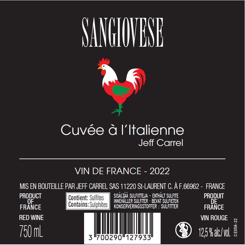 Contre étiquette sangiovese by Jeff Carrel