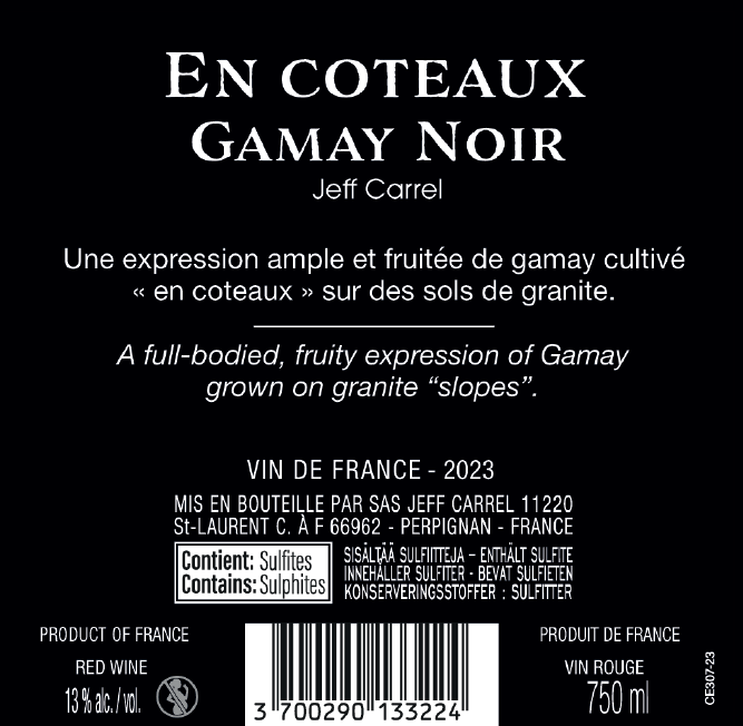 Contre étiquette Pinot Noir by Jeff Carrel