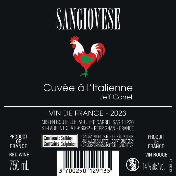 Contre étiquette sangiovese by Jeff Carrel