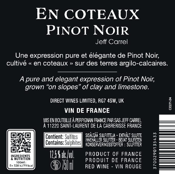 Contre étiquette Pinot Noir by Jeff Carrel