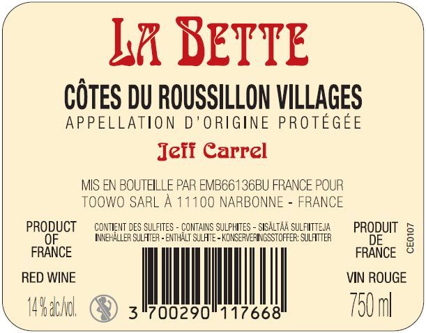 LA BETTE by Jeff Carrel contre Etiquette