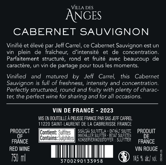 villa des anges rouge by Jeff Carrel Etiquette