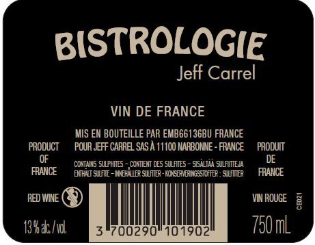 Bistrologie vin blanc by Jeff Carrel Etiquette